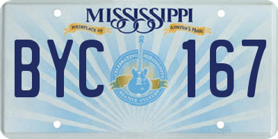 MS license plate BYC167