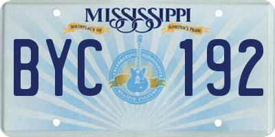 MS license plate BYC192