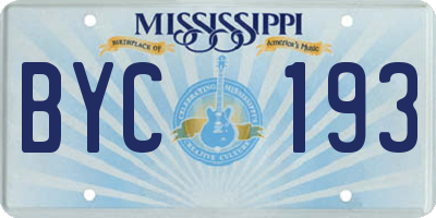 MS license plate BYC193
