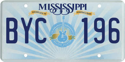 MS license plate BYC196