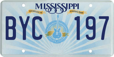 MS license plate BYC197