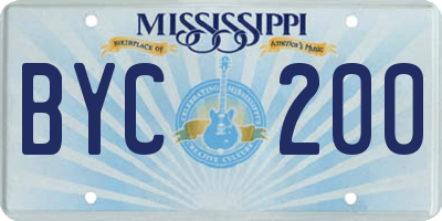 MS license plate BYC200