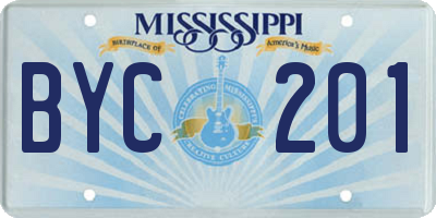 MS license plate BYC201