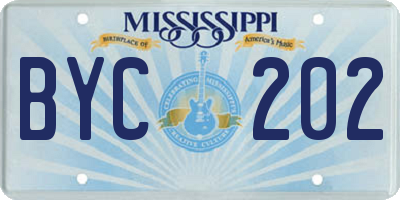 MS license plate BYC202