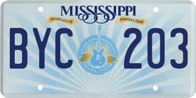 MS license plate BYC203