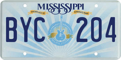 MS license plate BYC204