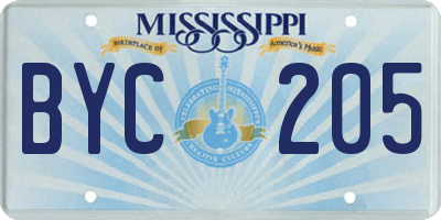 MS license plate BYC205