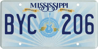 MS license plate BYC206