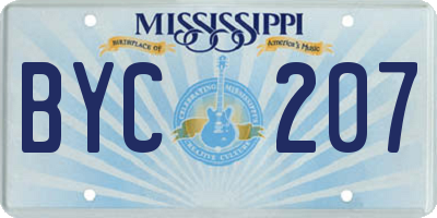 MS license plate BYC207