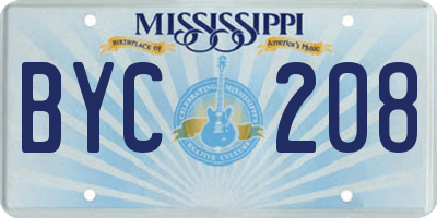 MS license plate BYC208