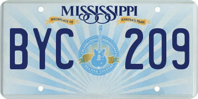 MS license plate BYC209