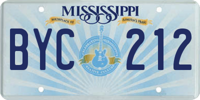 MS license plate BYC212