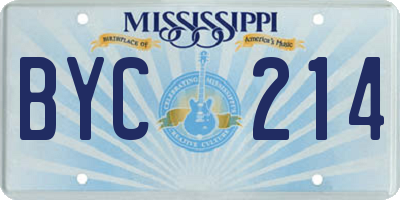 MS license plate BYC214
