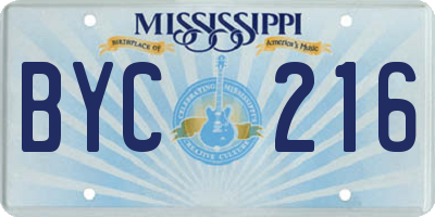 MS license plate BYC216
