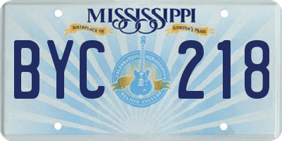 MS license plate BYC218