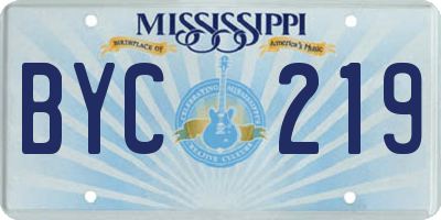 MS license plate BYC219