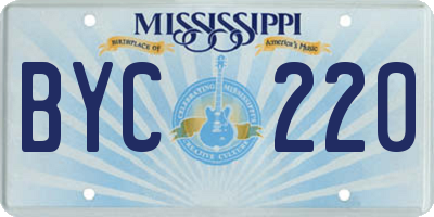 MS license plate BYC220