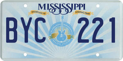 MS license plate BYC221
