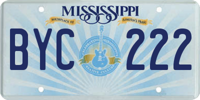 MS license plate BYC222