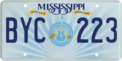 MS license plate BYC223