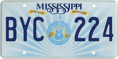 MS license plate BYC224