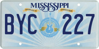 MS license plate BYC227