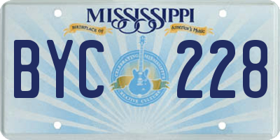 MS license plate BYC228