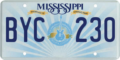 MS license plate BYC230