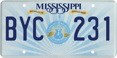 MS license plate BYC231