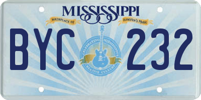MS license plate BYC232