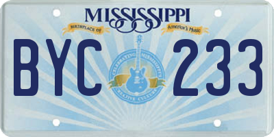 MS license plate BYC233