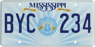 MS license plate BYC234