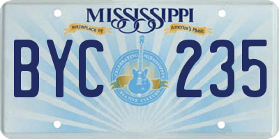 MS license plate BYC235