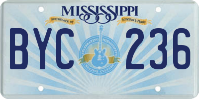 MS license plate BYC236