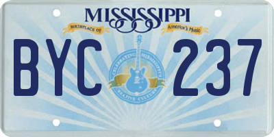 MS license plate BYC237
