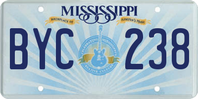 MS license plate BYC238