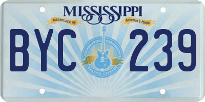 MS license plate BYC239