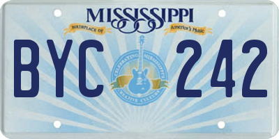 MS license plate BYC242