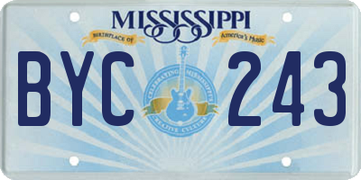 MS license plate BYC243