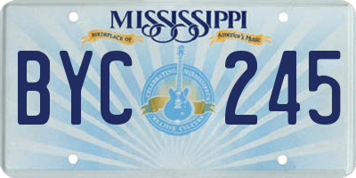 MS license plate BYC245