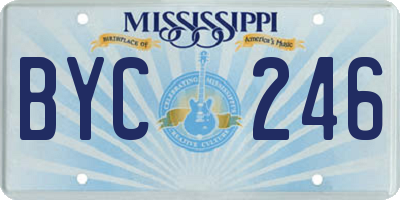 MS license plate BYC246