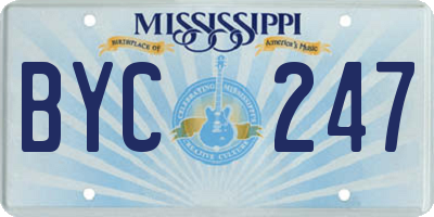 MS license plate BYC247