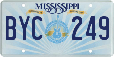MS license plate BYC249