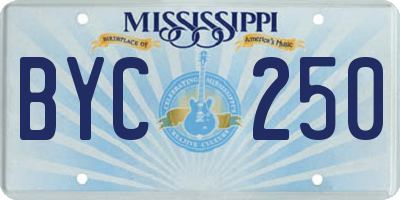 MS license plate BYC250