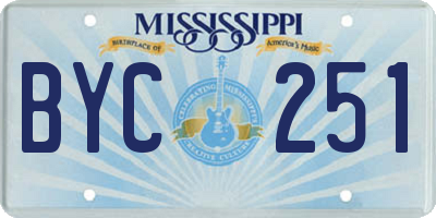 MS license plate BYC251