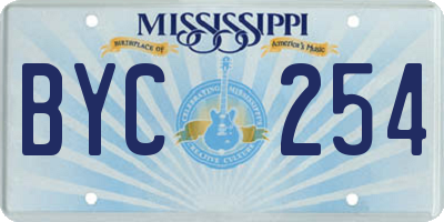 MS license plate BYC254