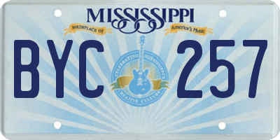 MS license plate BYC257