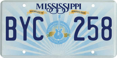MS license plate BYC258