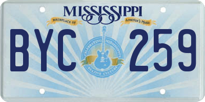 MS license plate BYC259