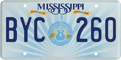 MS license plate BYC260